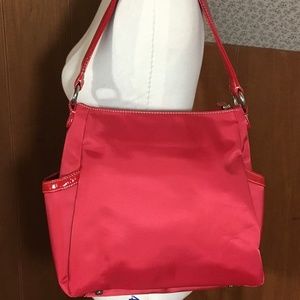 Talbots Red Microfiber/Nylon Handbag Excellent!